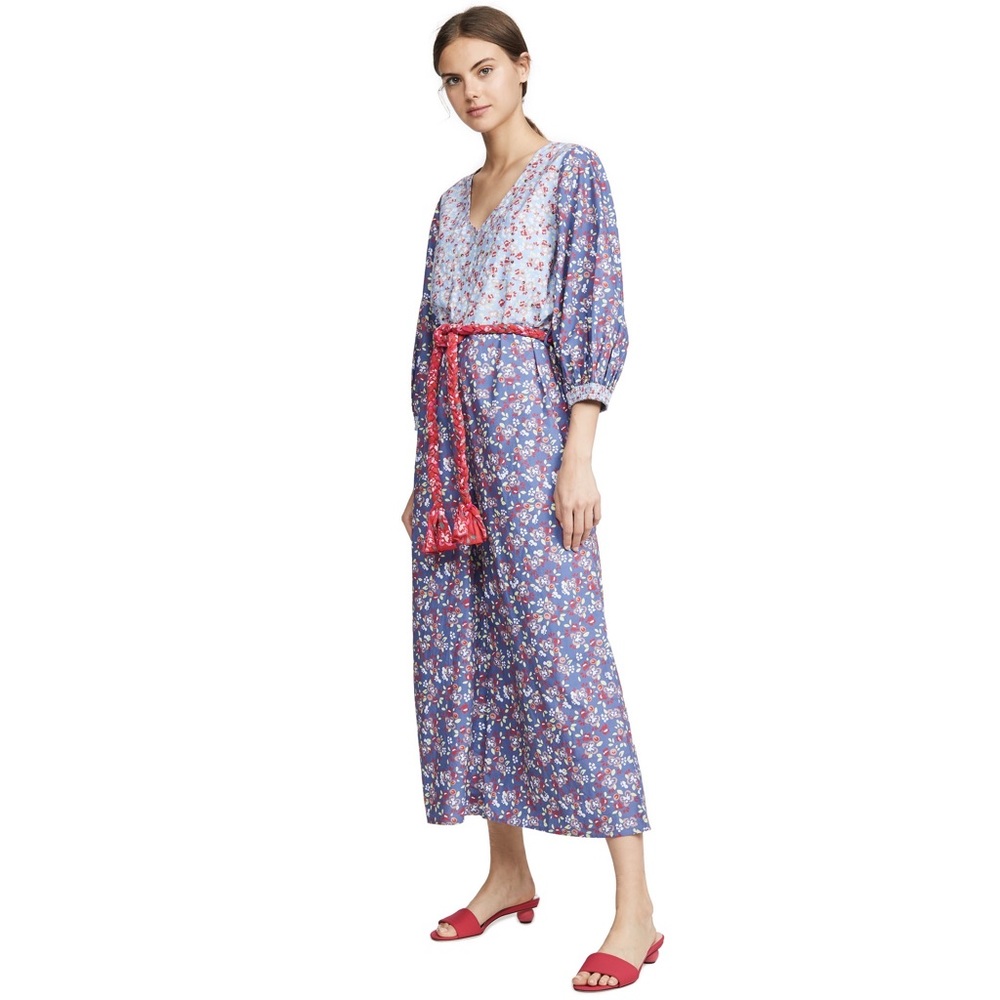 Apiece Apart Irine Jumpsuit in Bright Blue Bouquets.